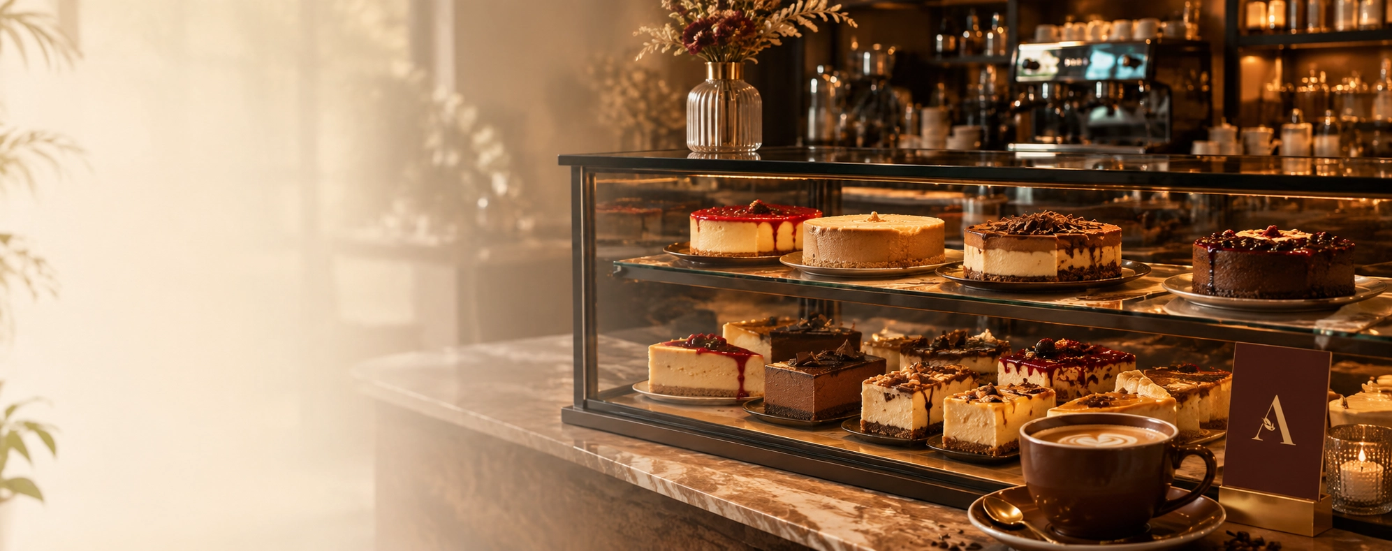 Albina cheesecake vitrinli premium cafe işbirlikleri hero görseli