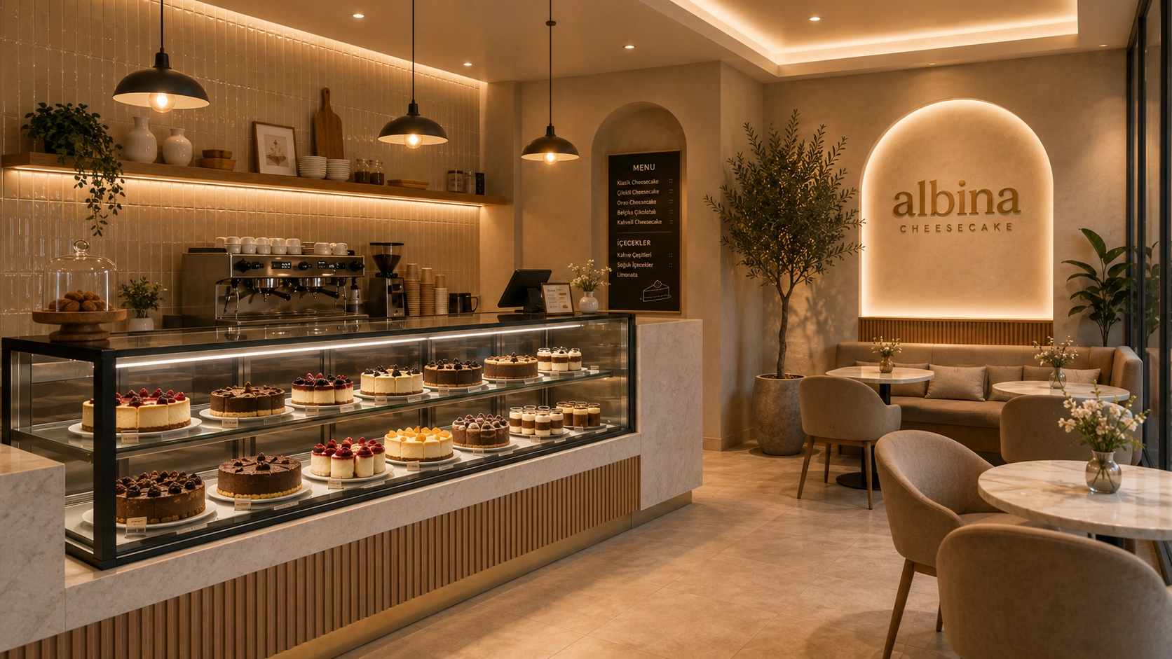 Albina Cheesecake premium cafe dekorasyonu