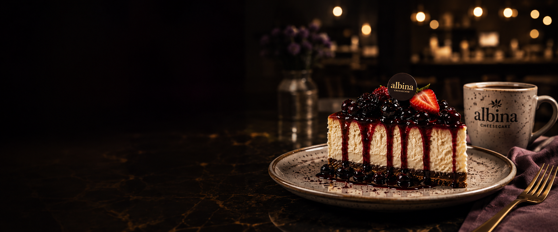 Albina Cheesecake premium cheesecake sunumu